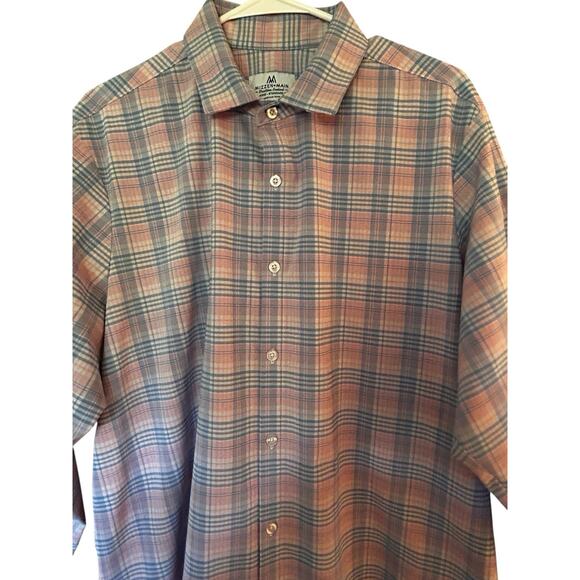 MIzzen+Main Men’s Standard Button Down Blue Pink Plaid Shirt Made In USA Size XL - Picture 3 of 14